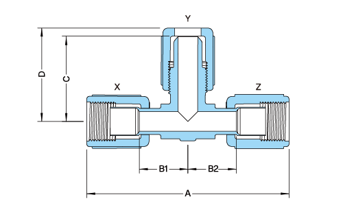 PFA Union Reducer Tee Flare/ Space Saver